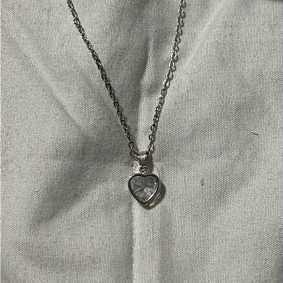 People’s Sterling Silver & Diamond Heart Necklace & Earrings Set - Picture 2 of 5